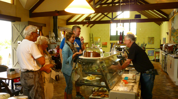 Passengers sample the cheese at High Valley Wine and Cheese in Mudgee